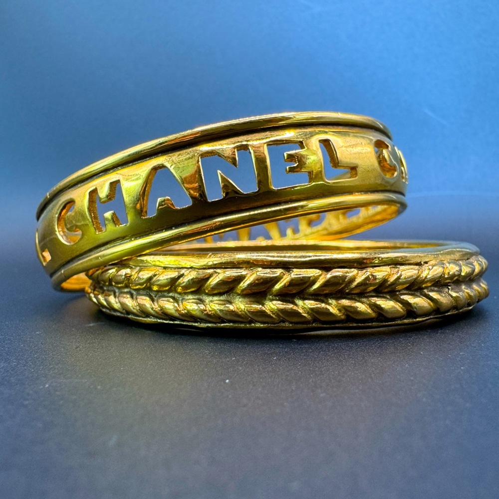 Fabulous 24K gold plated Chanel vintage bangles set